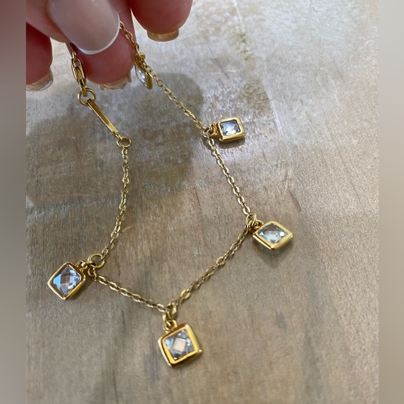 Tycoon marked Gold Tone Crystal Dangling Bracelet - Picture 6 of 13